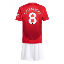 Manchester United Bruno Fernandes #8 Thuis tenue Kids 2024-25 Korte Mouw (+ Korte broeken)